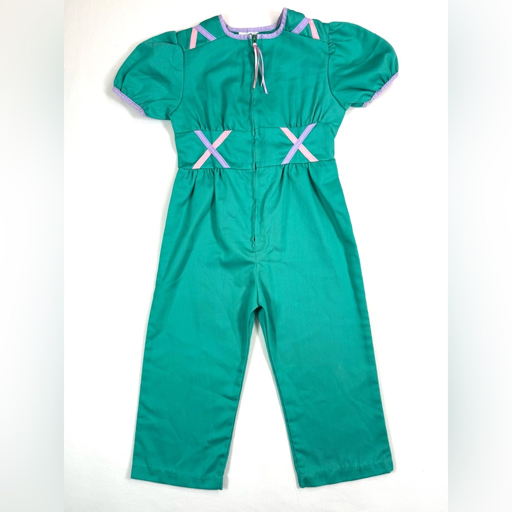 VINTAGE EVY OF‎ CALIFORNIA Girls Jumpsuit 5 1970s Puff Sleeve Retro Made in USA